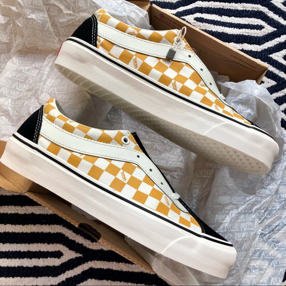 Vans Bold Ni Checkerboard Yellow Sneakers Black/Mango Mojito Retro Reissue - Picture 13 of 16
